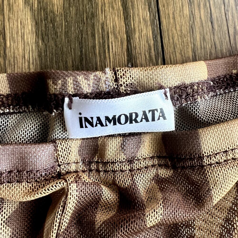 Inamorata Sheer Torso Mesh Print Bambi Baby Tee & Beachwood Pant Set Coverup M - Picture 12 of 16